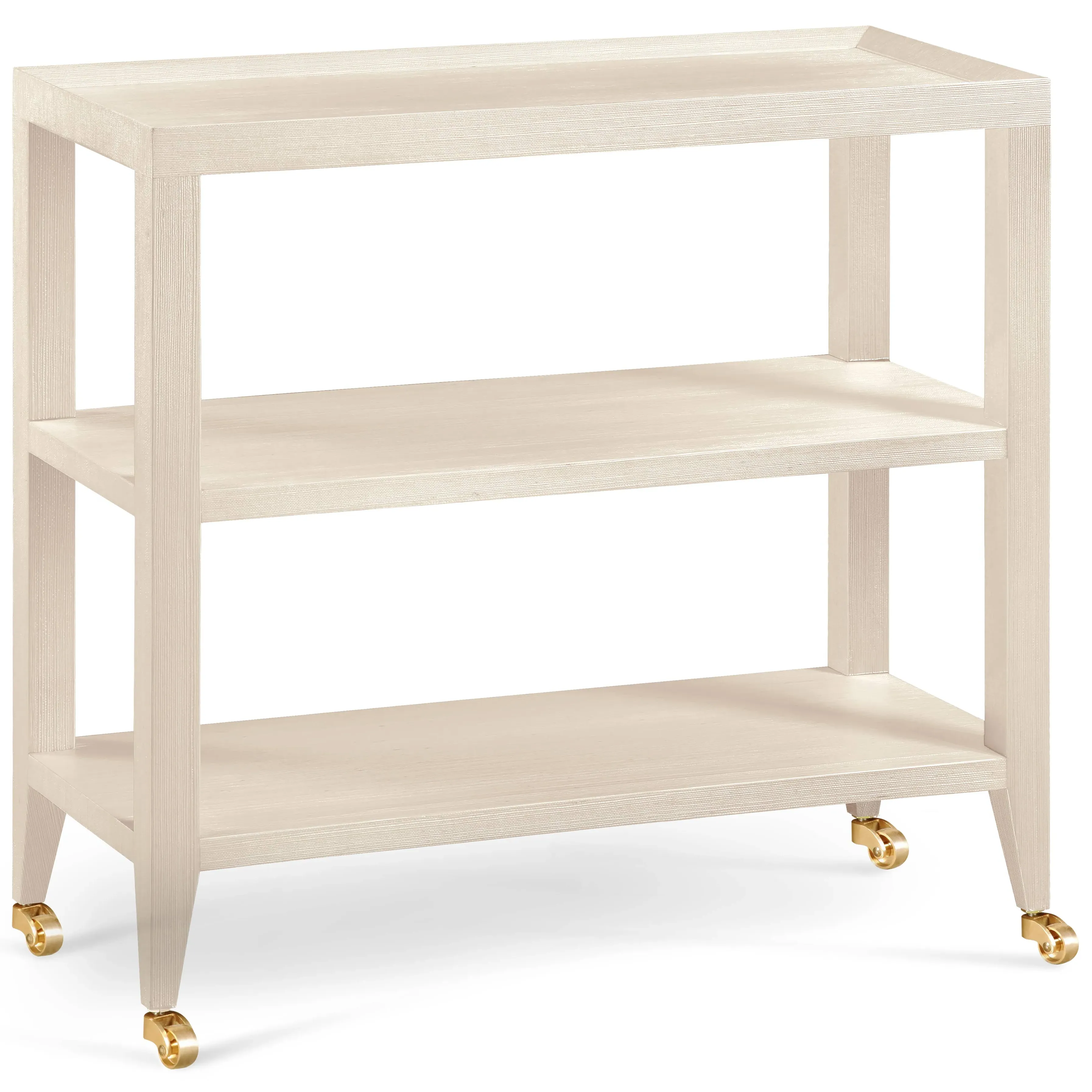 Isadora 3-Tier Rolling Console with Brass Casters - Canvas Cream