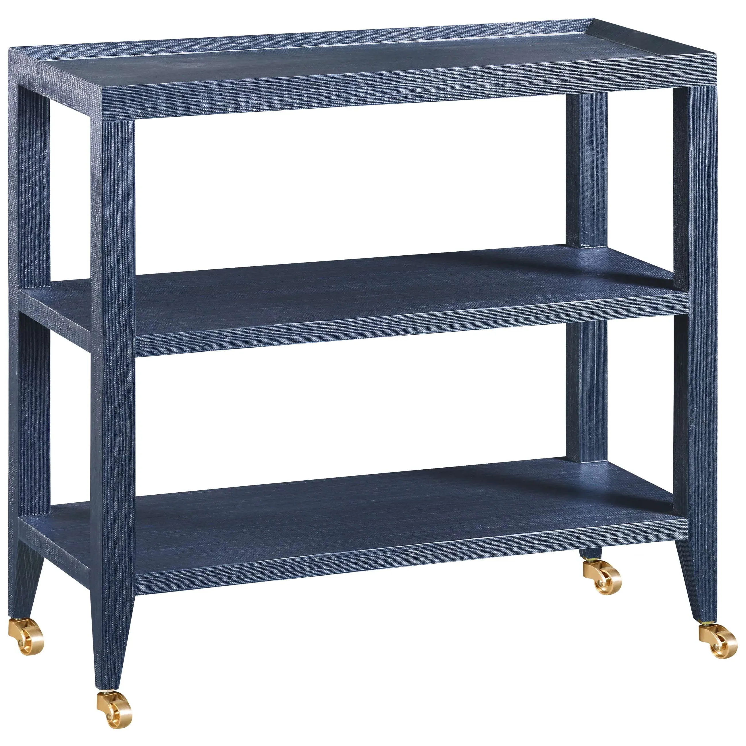 Isadora 3-Tier Rolling Console with Brass Casters - Navy Blue