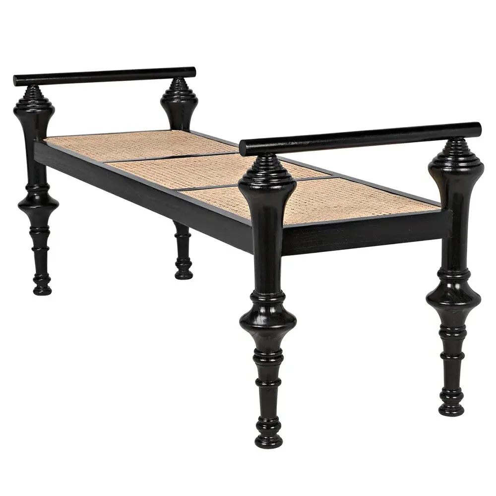 Isaiah Entryway Bench - Black, Sungkai Wood