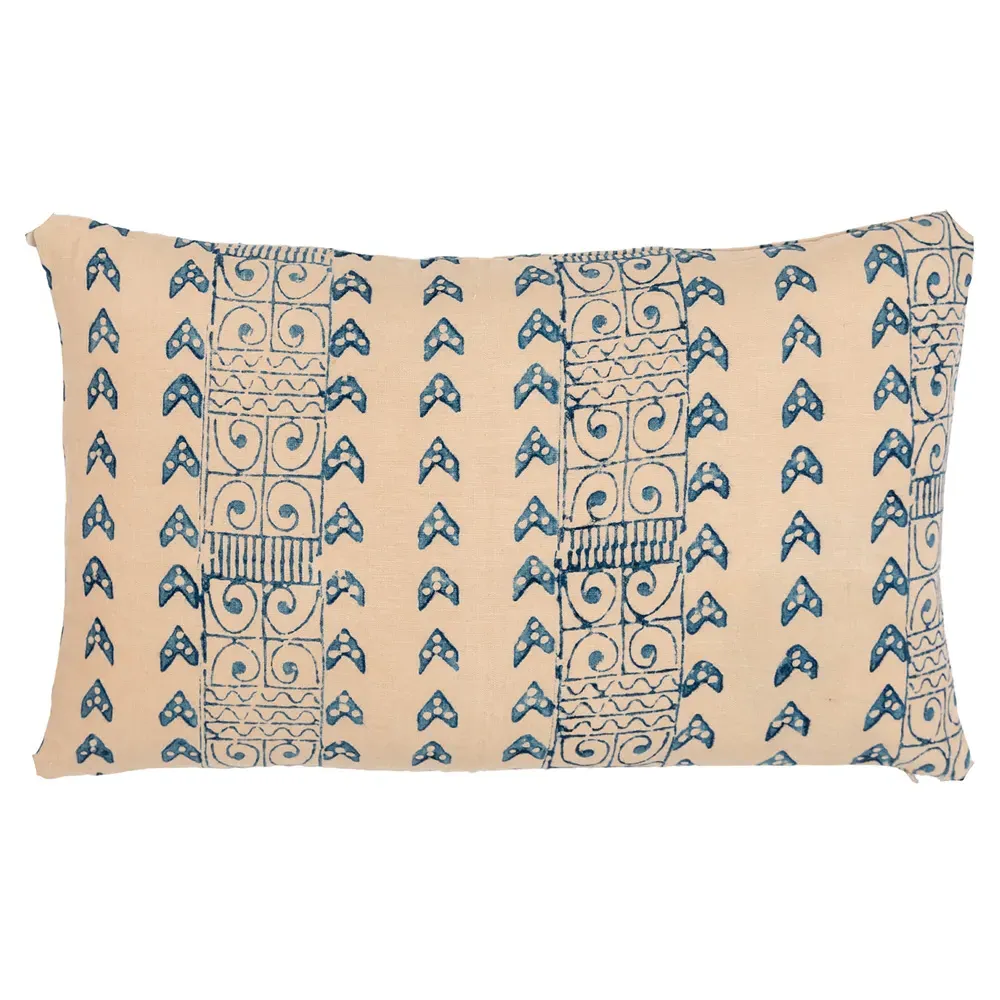 Isla Chevron Lumbar Pillow Cover - Blue, Linen image