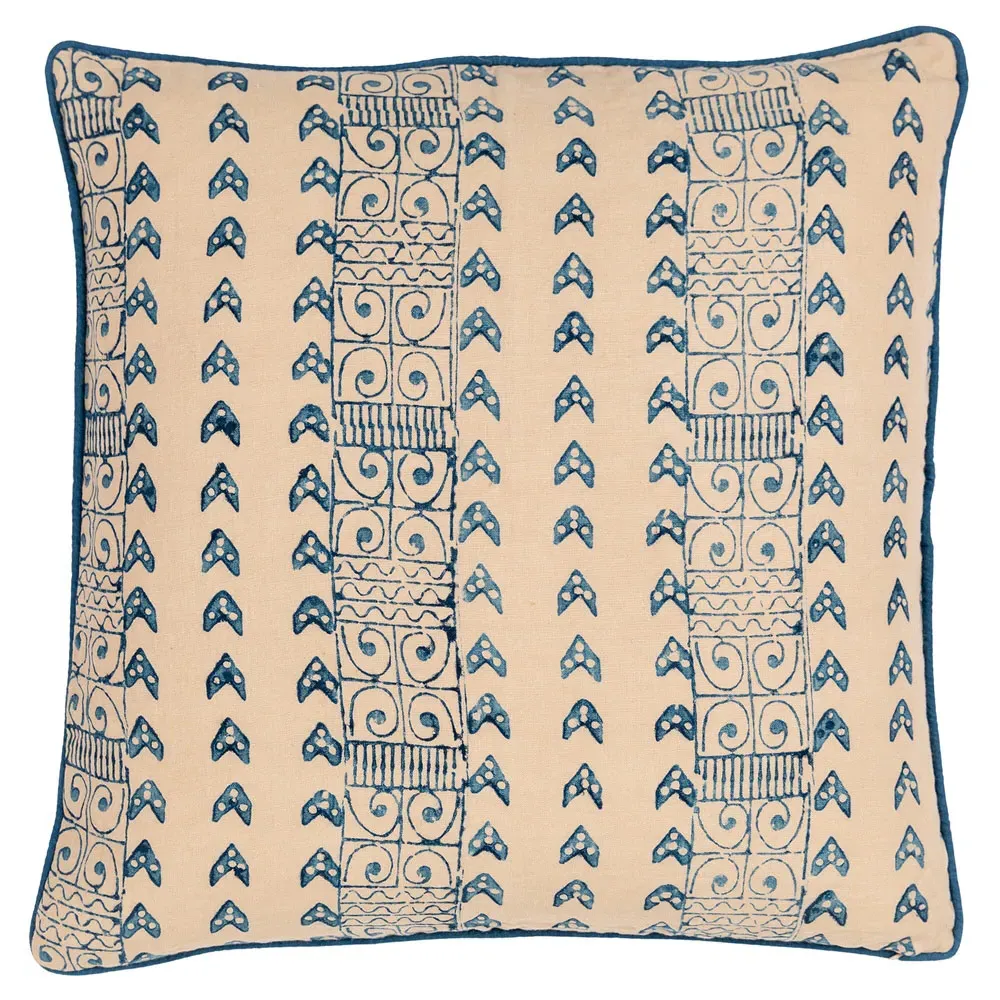 Isla Chevron Throw Pillow Cover - Blue, Linen