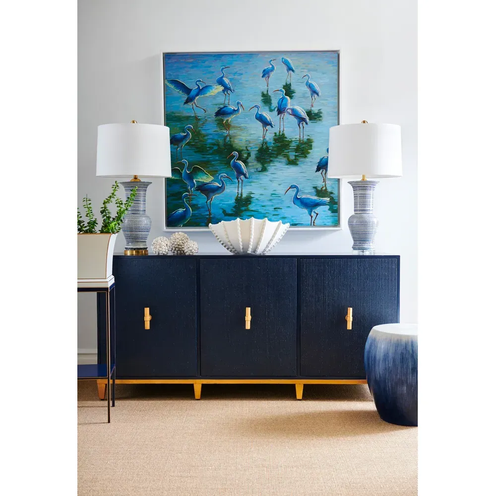 Isla Round Garden Stool - Blue, Ceramic