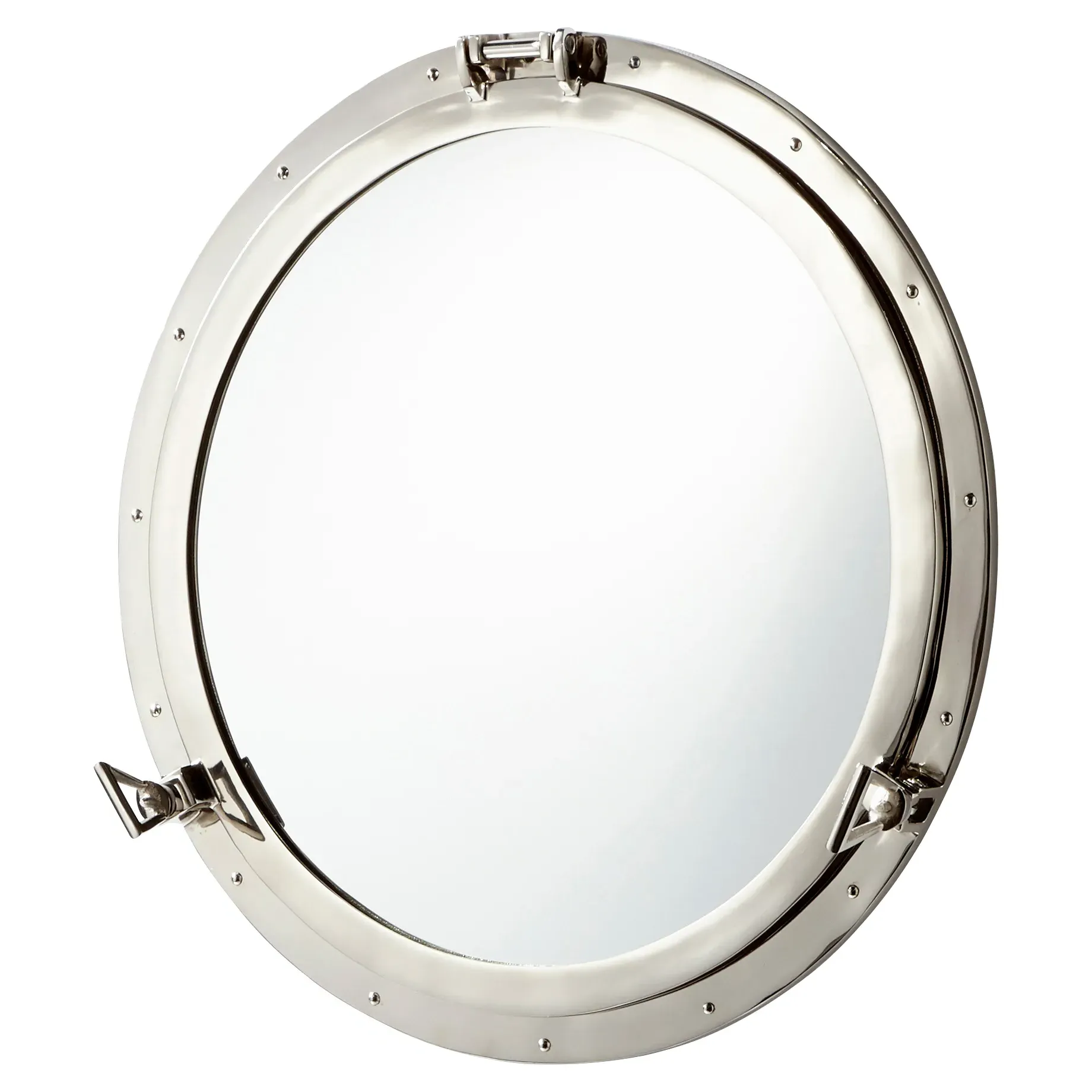 Isla Round Porthole Wall Mirror - Silver, Metal