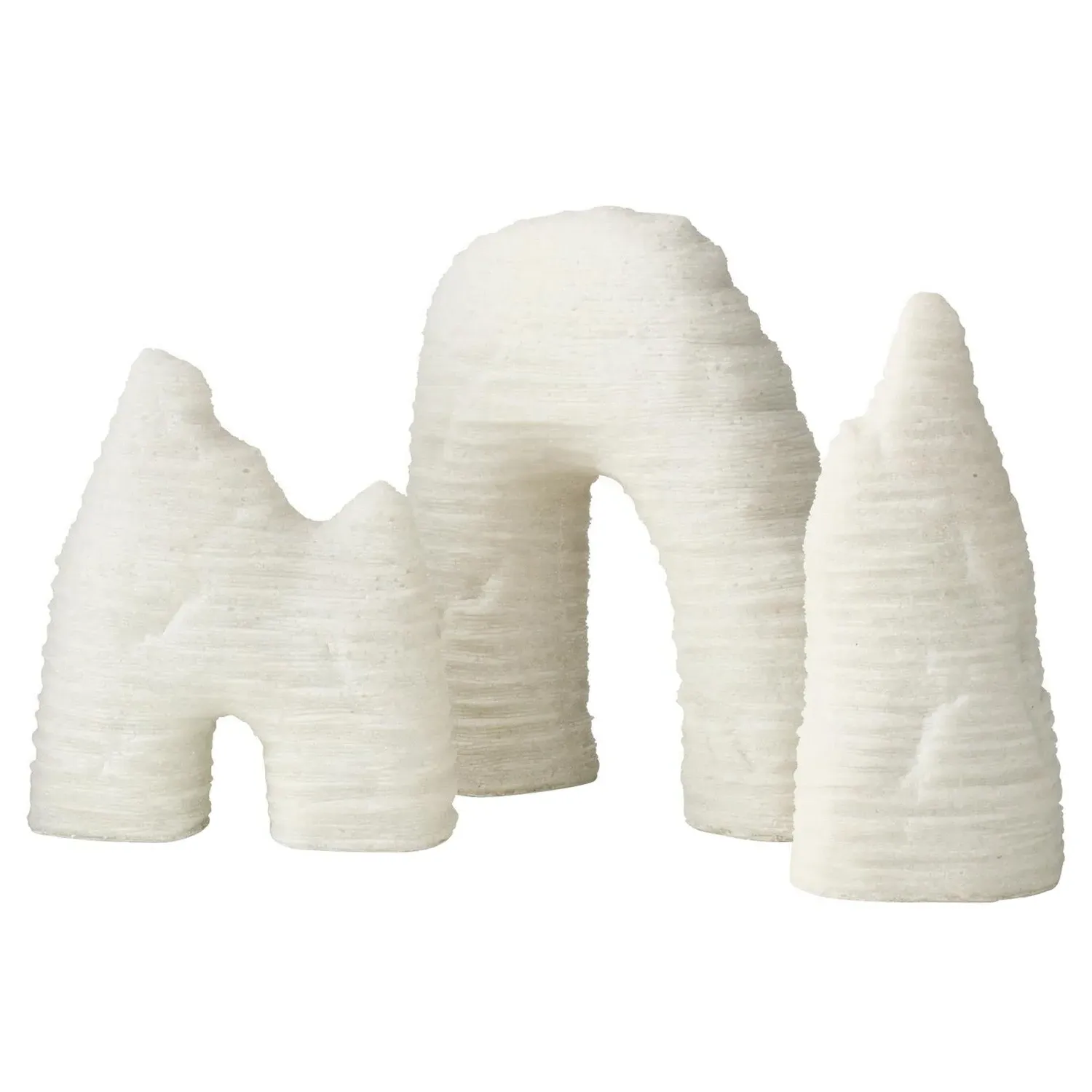 Isla Textured Sculpture Set of 3 - White, Ricestone