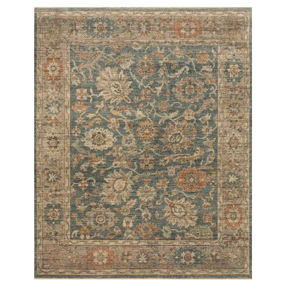 Ismael Floral Hand Knotted Rug - Blue, Wool