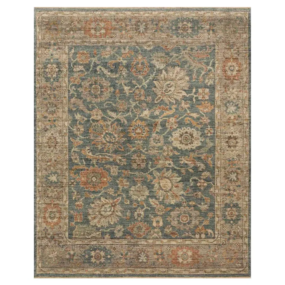 Ismael Floral Hand Knotted Rug - Blue, Wool