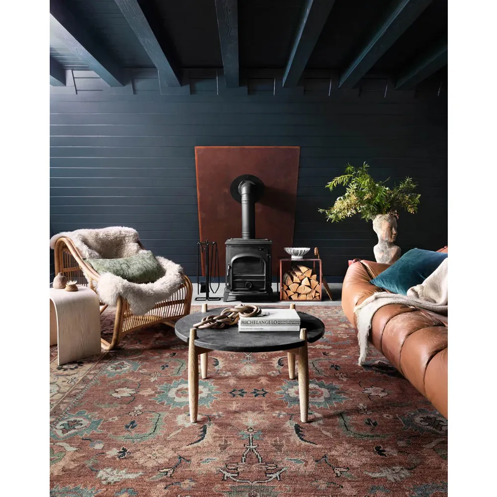 Ismael Patterned Hand Knotted Rug - Red, Wool