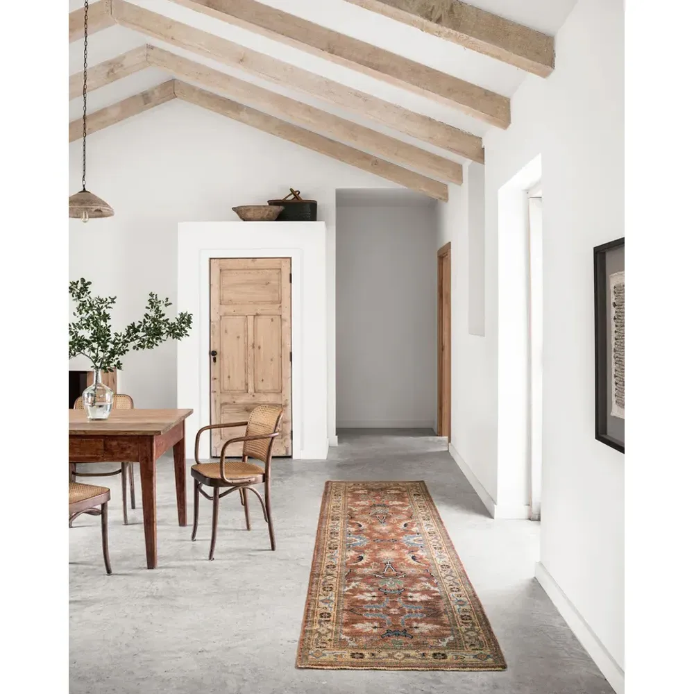 Ismael Patterned Hand Knotted Rug - Red, Wool