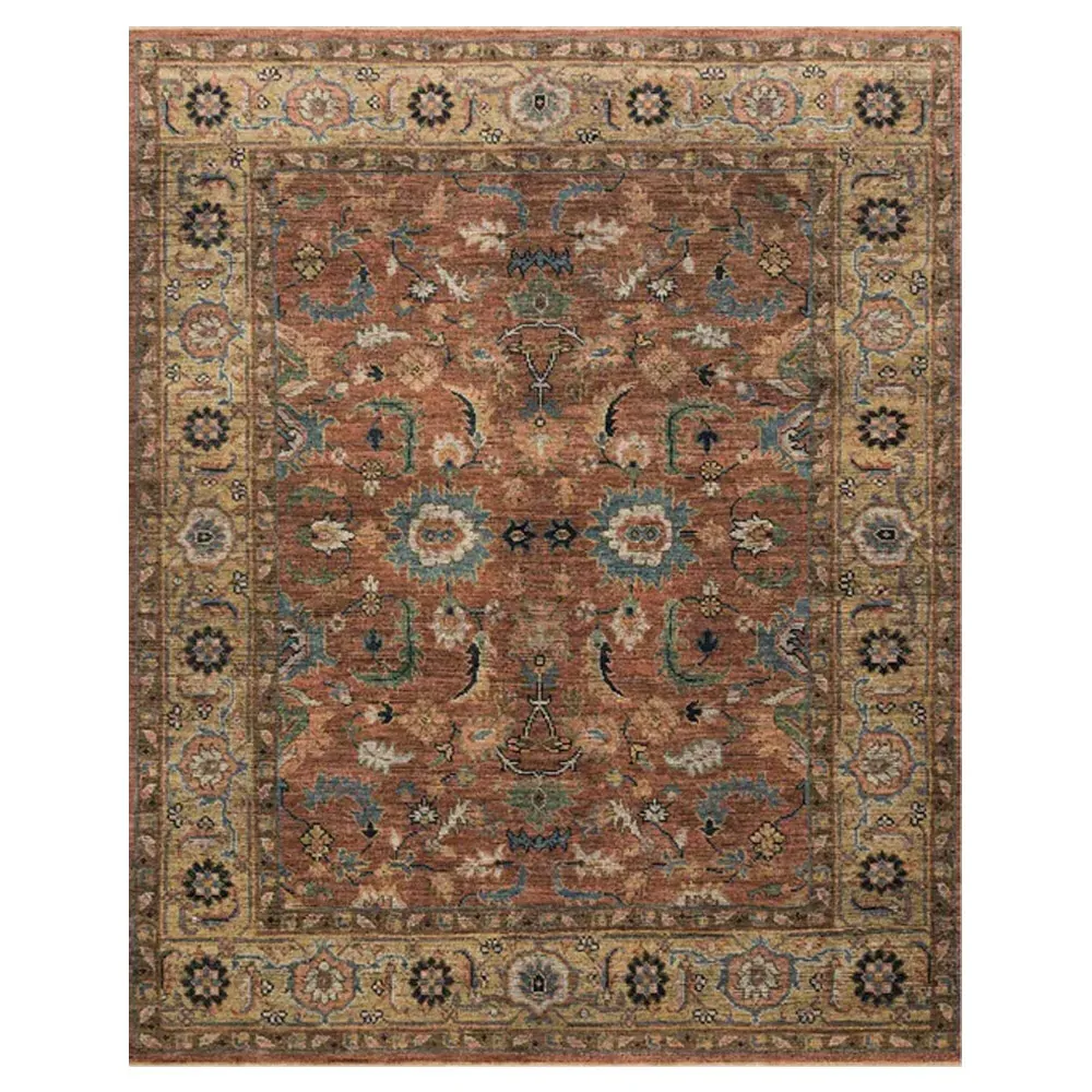 Ismael Patterned Hand Knotted Rug - Red, Wool