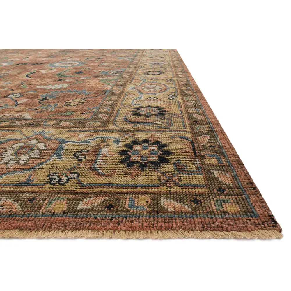 Ismael Patterned Hand Knotted Rug Sample - Red, Wool