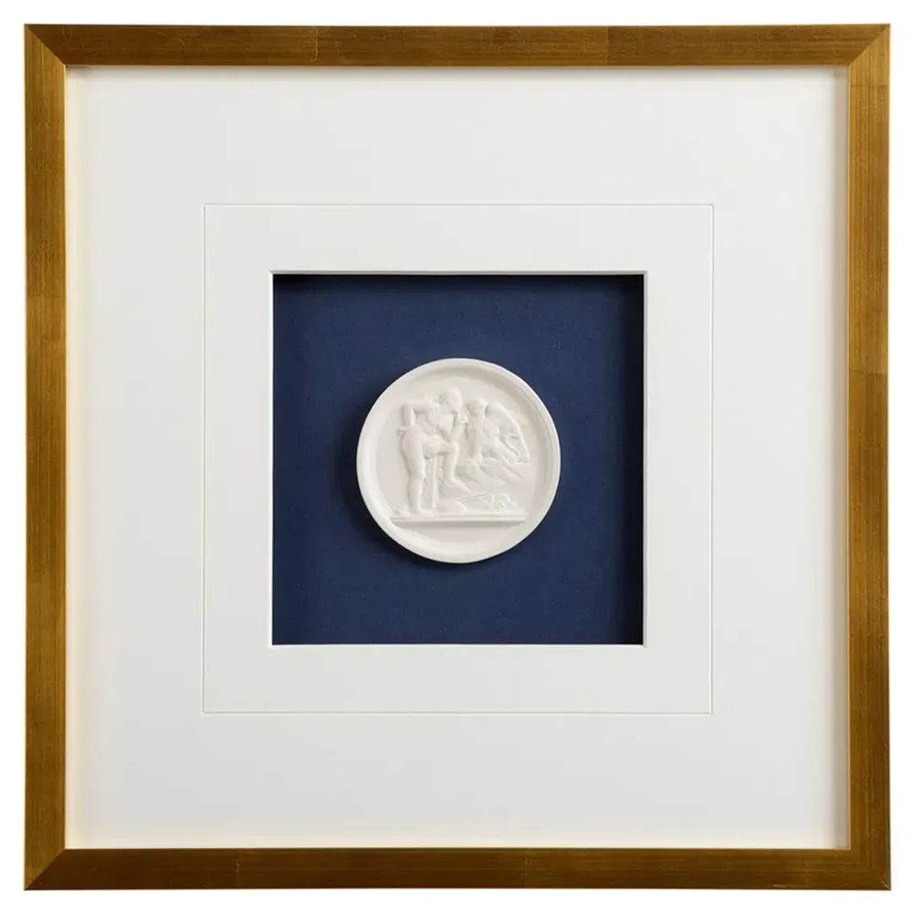 Isola Intaglio Gold Leaf Frame Mixed Media VI - White