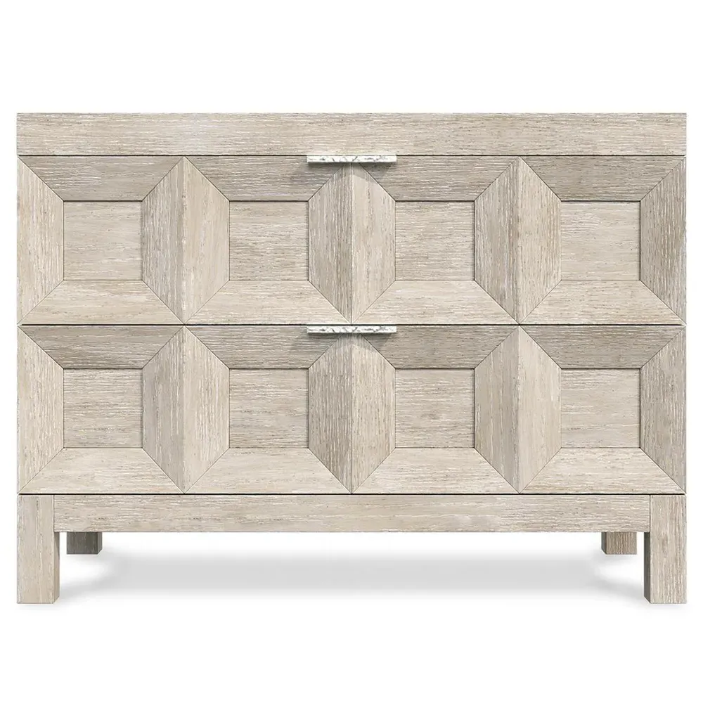 Isolde Large Nightstand - Beige, White Oak