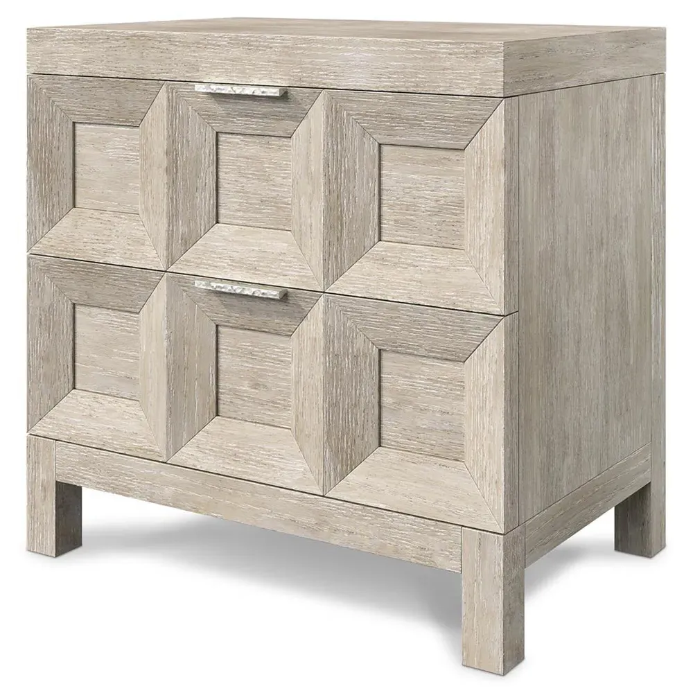 Isolde Small Nightstand - Beige, White Oak
