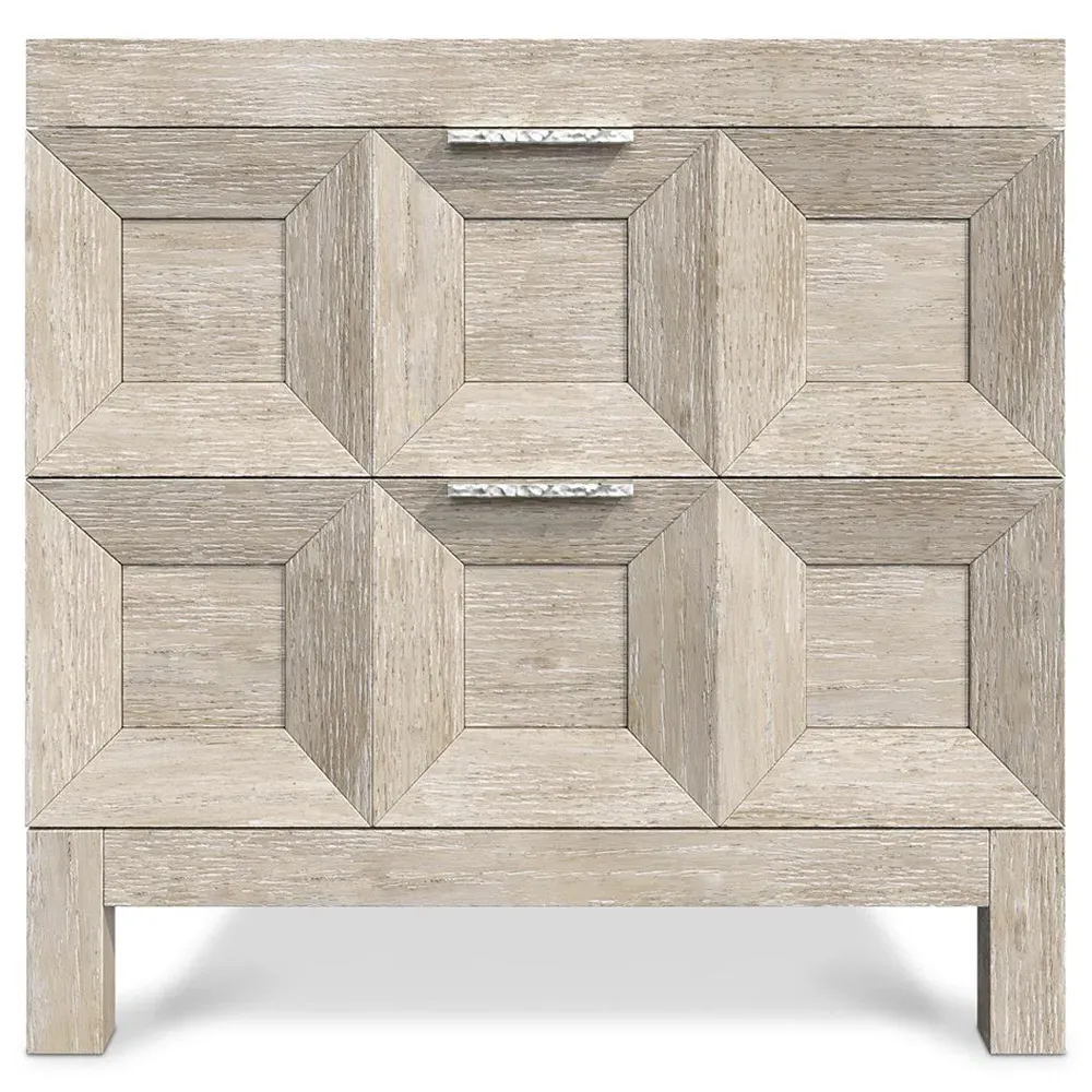 Isolde Small Nightstand - Beige, White Oak