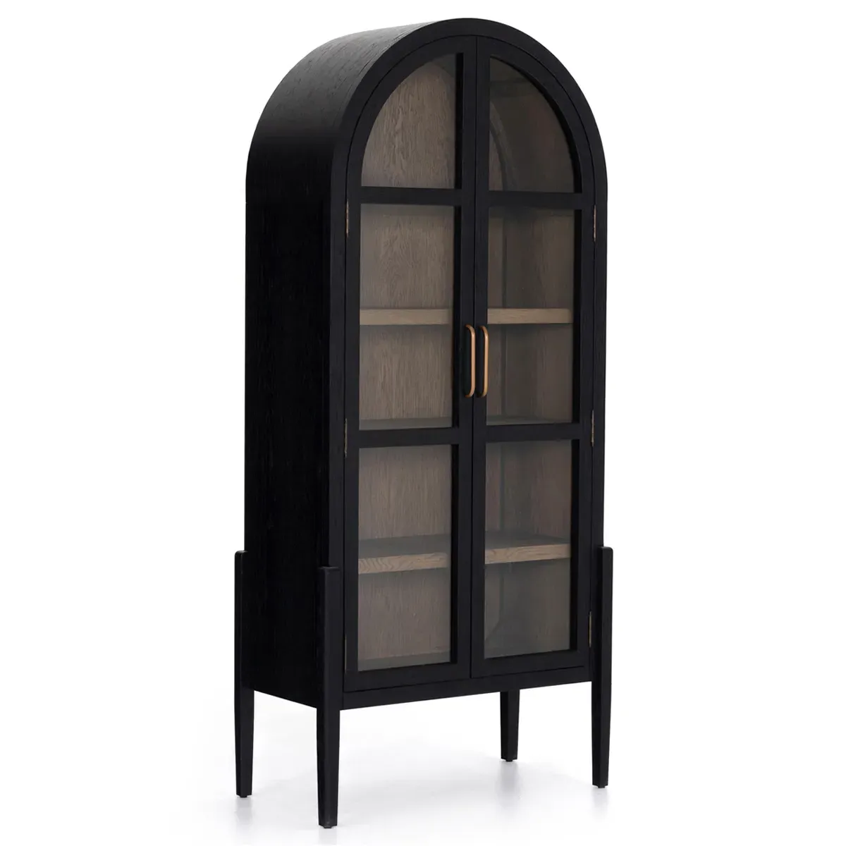 Ivan 2 Door Arched Display Case - Black, Oak