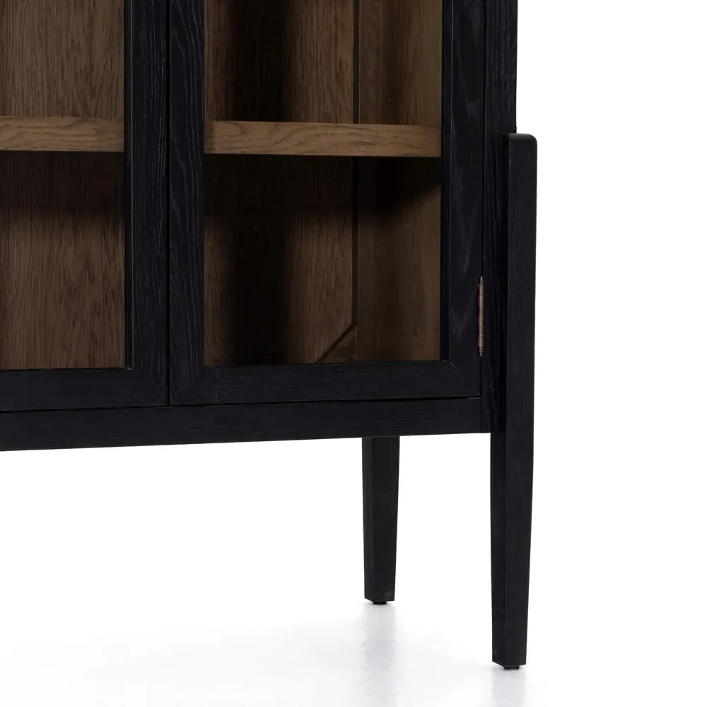 Ivan 2 Door Arched Display Case - Black, Oak