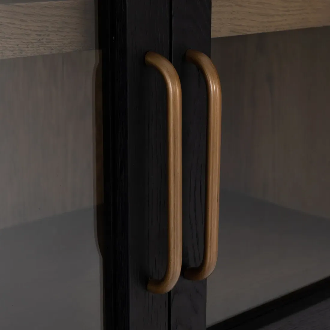 Ivan 2 Door Arched Display Case - Black, Oak