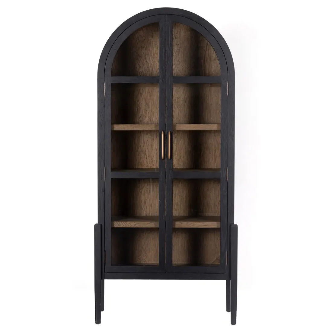 Ivan 2 Door Arched Display Case - Black, Oak image