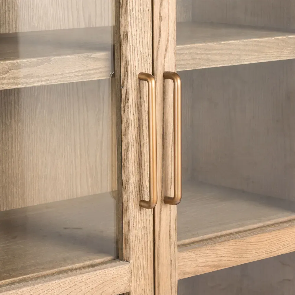 Ivan 2 Glass Door Arched Display Case - Brown, Oak