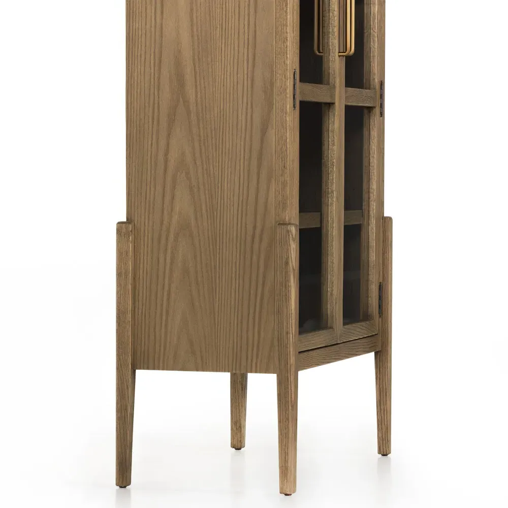 Ivan 2 Glass Door Arched Display Case - Brown, Oak