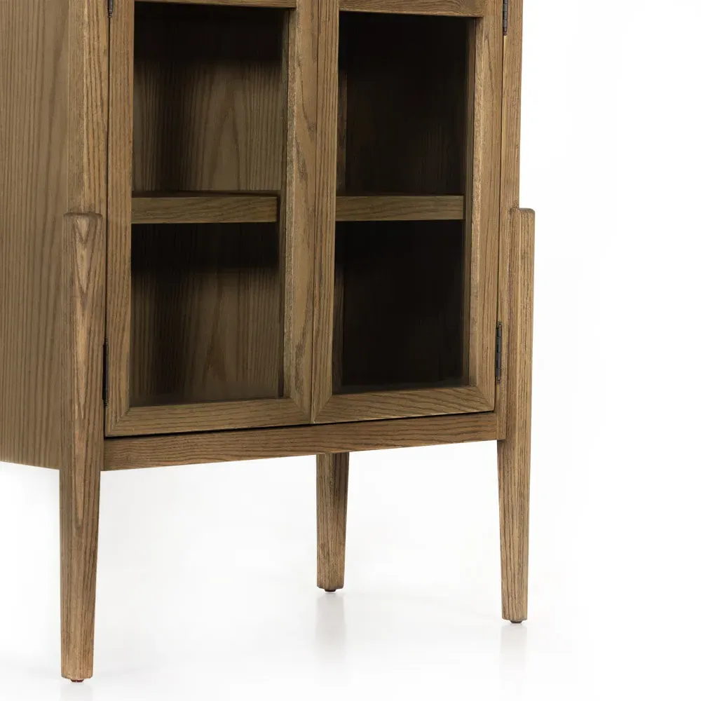 Ivan 2 Glass Door Arched Display Case - Brown, Oak