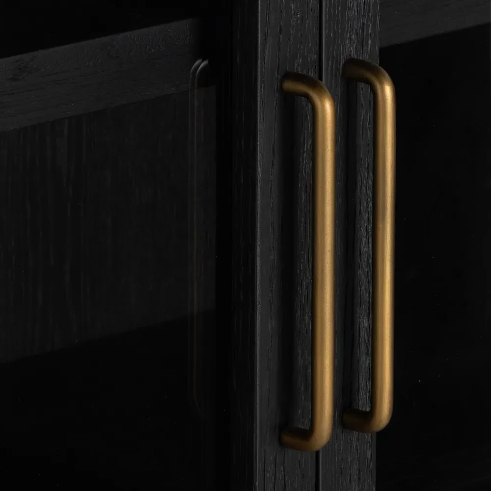 Ivan 2 Glass Door Arched Display Case - Matte Black, Oak