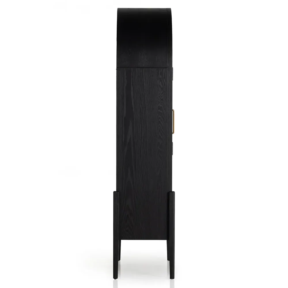 Ivan 2 Glass Door Arched Display Case - Matte Black, Oak