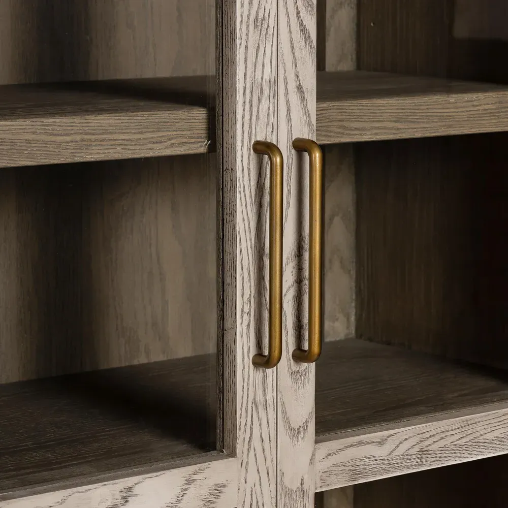 Ivan 2 Glass Door Arched Display Case - White, Oak