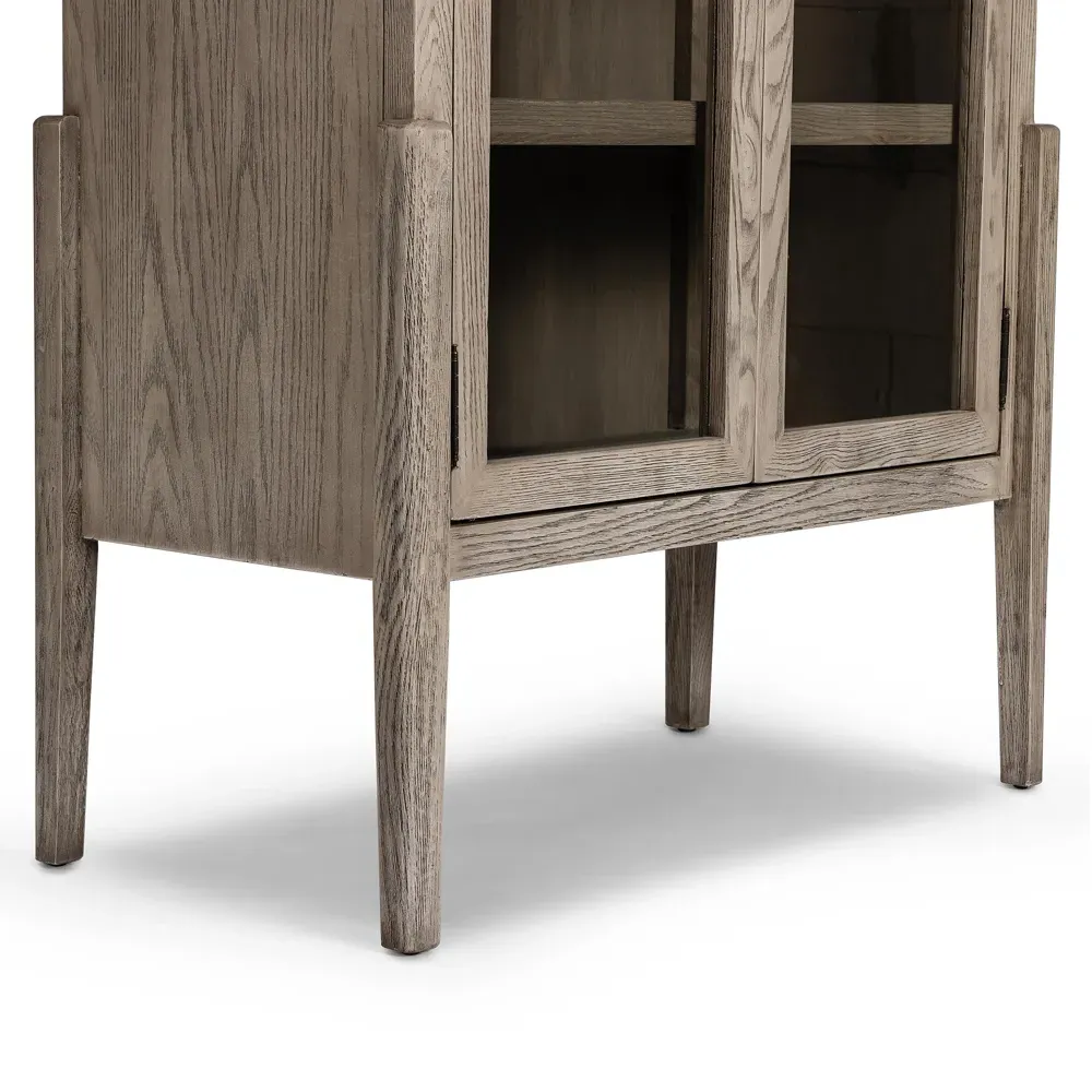 Ivan 2 Glass Door Arched Display Case - White, Oak