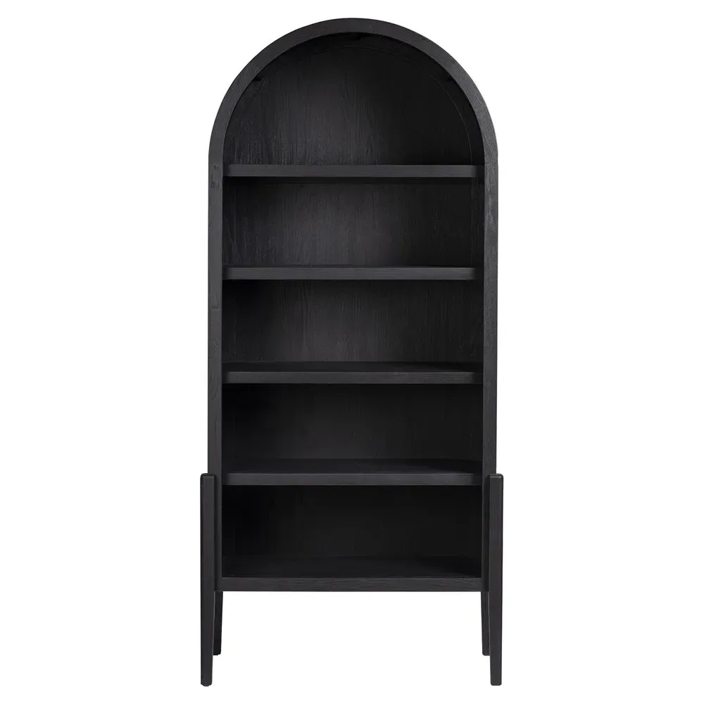 Ivan Arched Bookcase - Black, Oak image