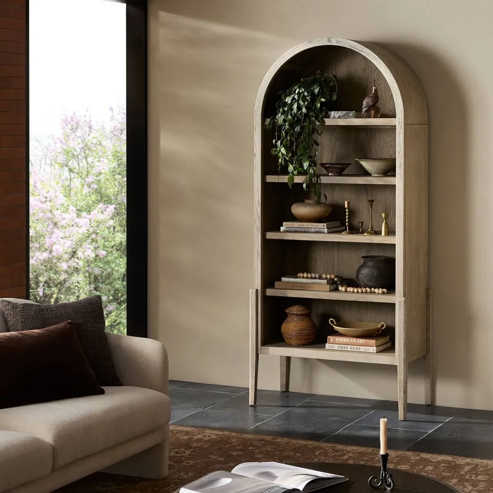 Ivan Arched Bookcase - White, Oak