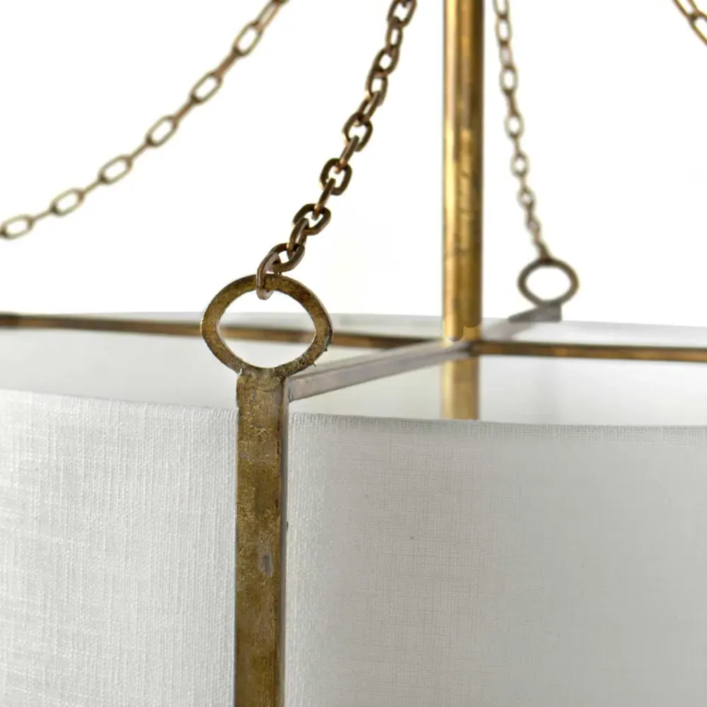 Ivan Industrial Large Pendant Light - White, Linen