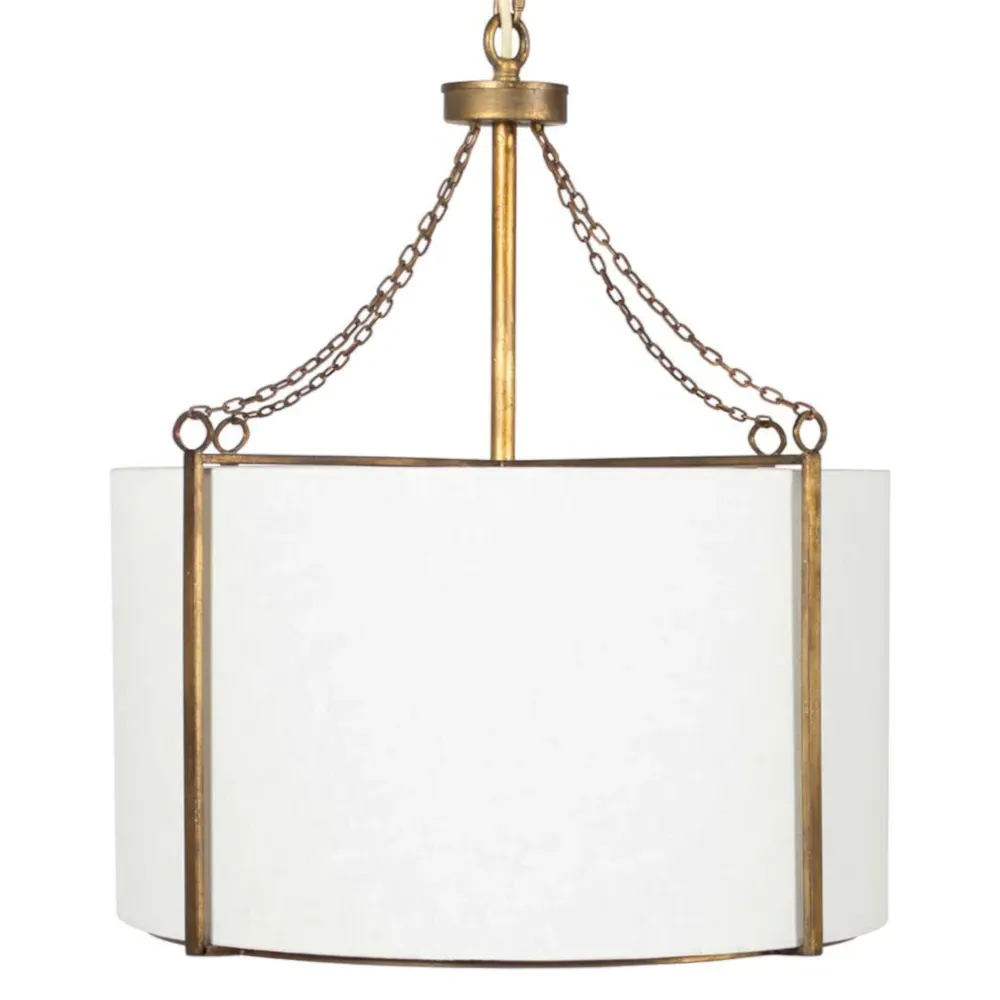 Ivan Industrial Large Pendant Light - White, Linen image