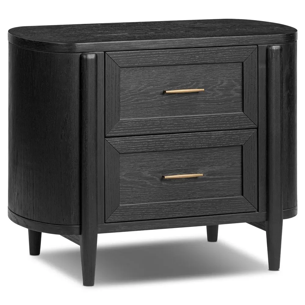 Ivan Nightstand with Storage - Black, Oak