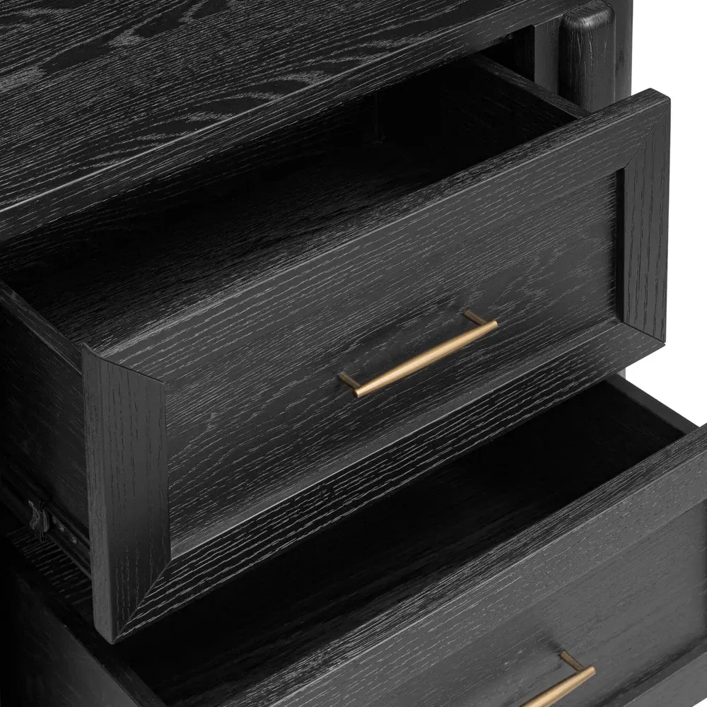 Ivan Nightstand with Storage - Black, Oak