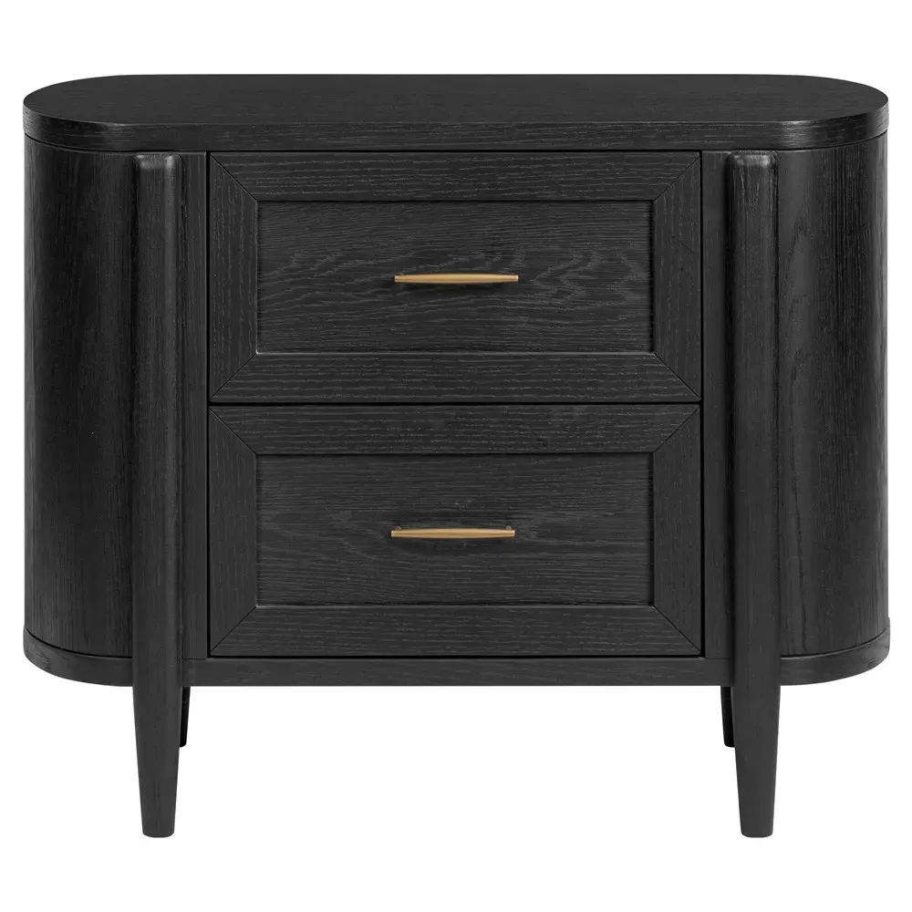 Ivan Nightstand with Storage - Black, Oak