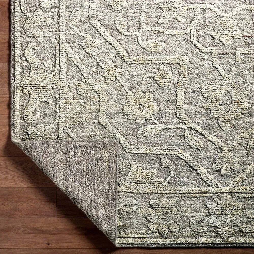 Ivana Floral Patterned Hand Knotted Rug 2'x3' - Grey, Wool