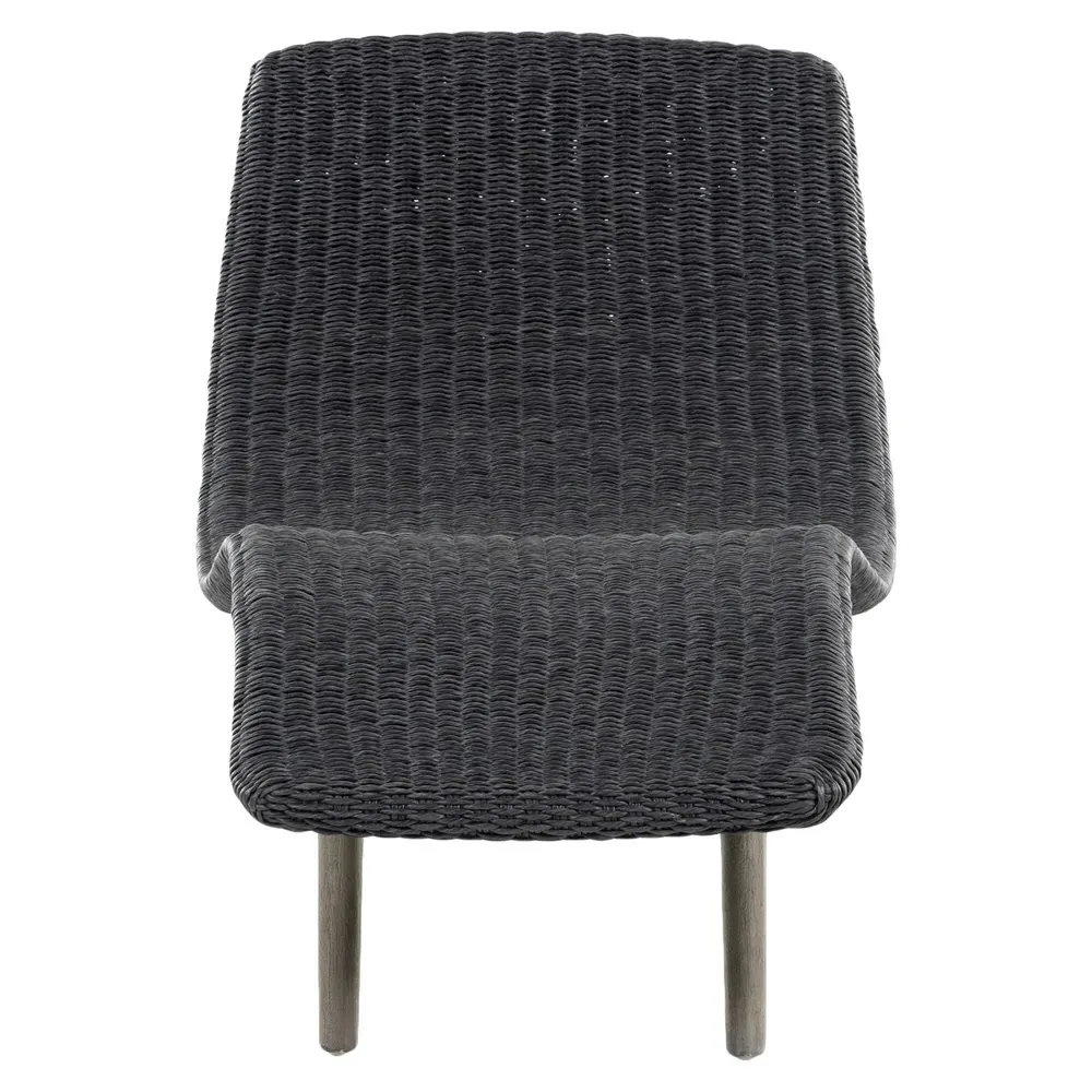 Ivanna Outdoor Chaise Lounge - Black, Teak