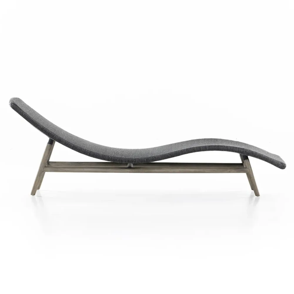 Ivanna Outdoor Chaise Lounge - Black, Teak