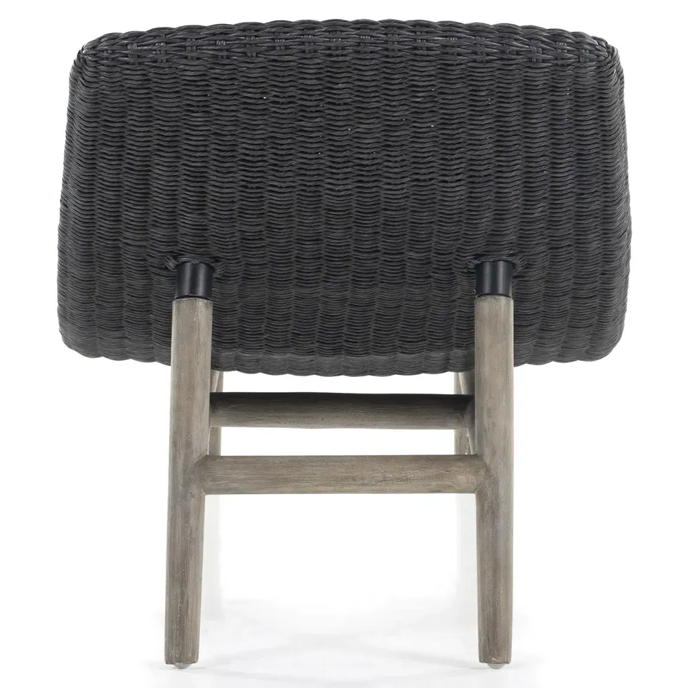 Ivanna Outdoor Chaise Lounge - Black, Teak