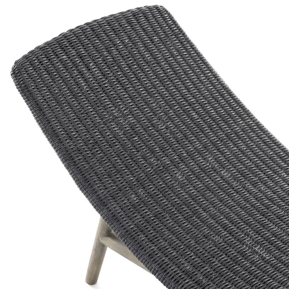 Ivanna Outdoor Chaise Lounge - Black, Teak