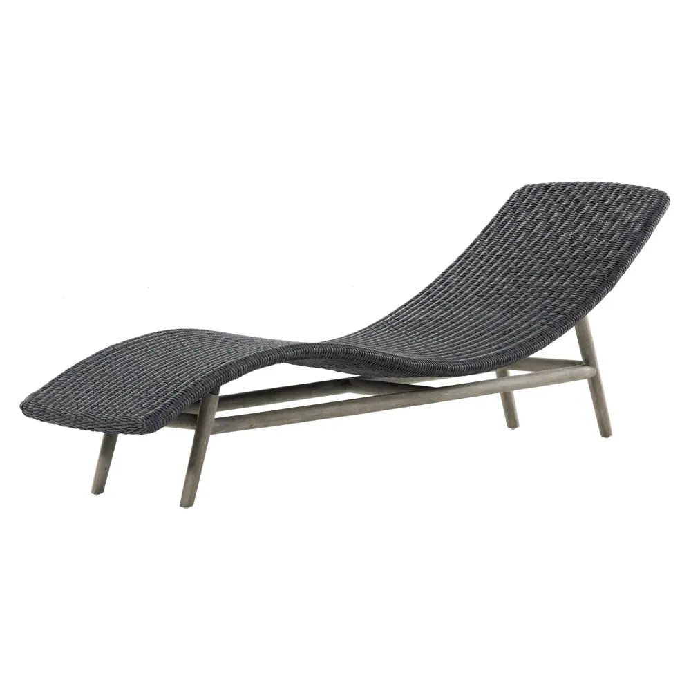 Ivanna Outdoor Chaise Lounge - Black, Teak image
