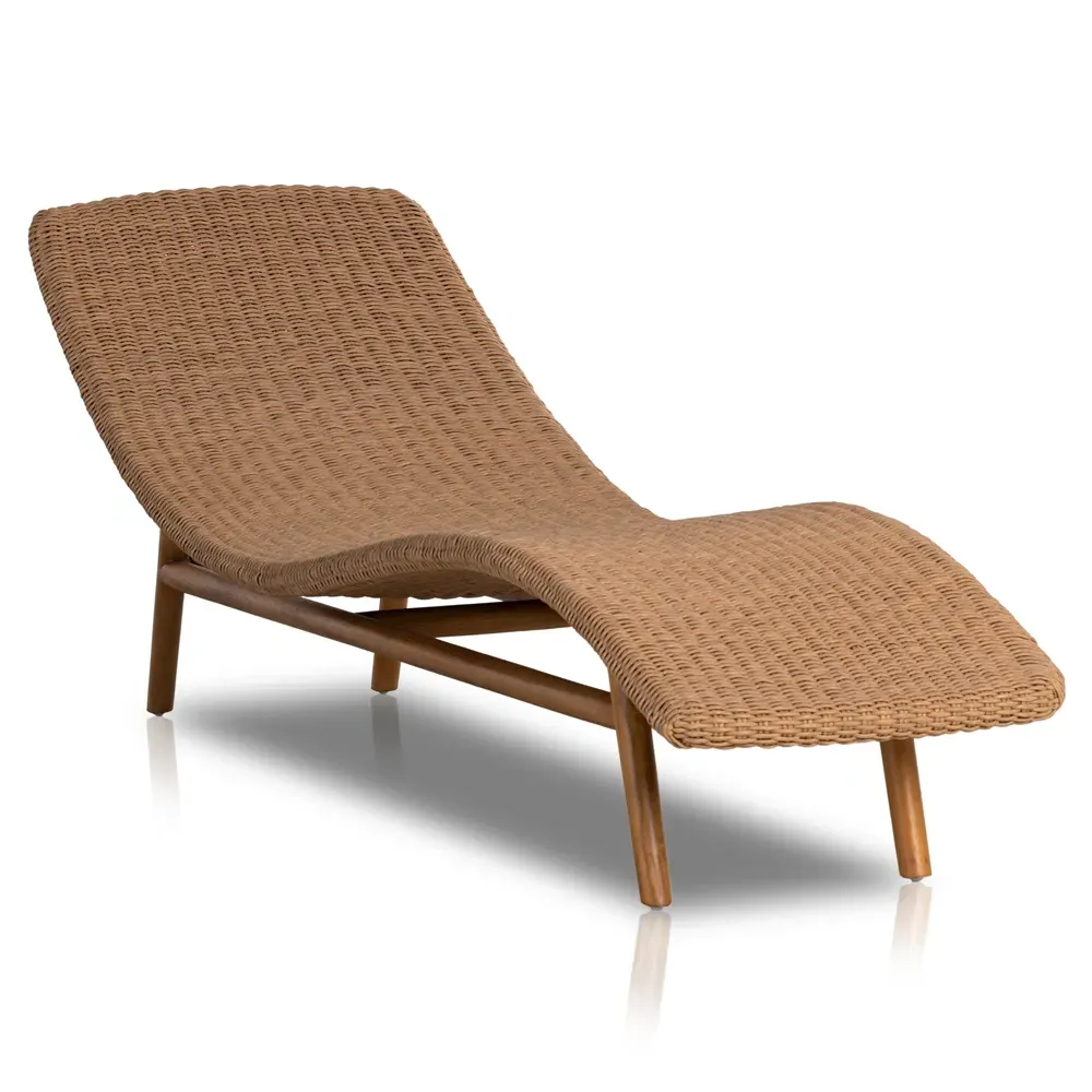 Ivanna Outdoor Chaise Lounge - Natural Brown, Teak