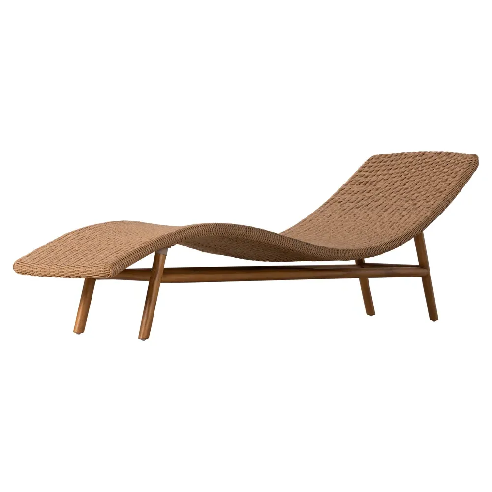 Ivanna Outdoor Chaise Lounge - Natural Brown, Teak image