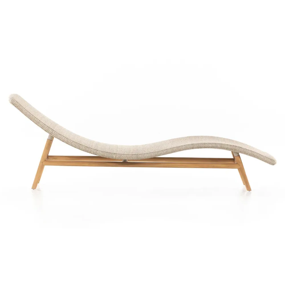 Ivanna Outdoor Chaise Lounge - White, Teak