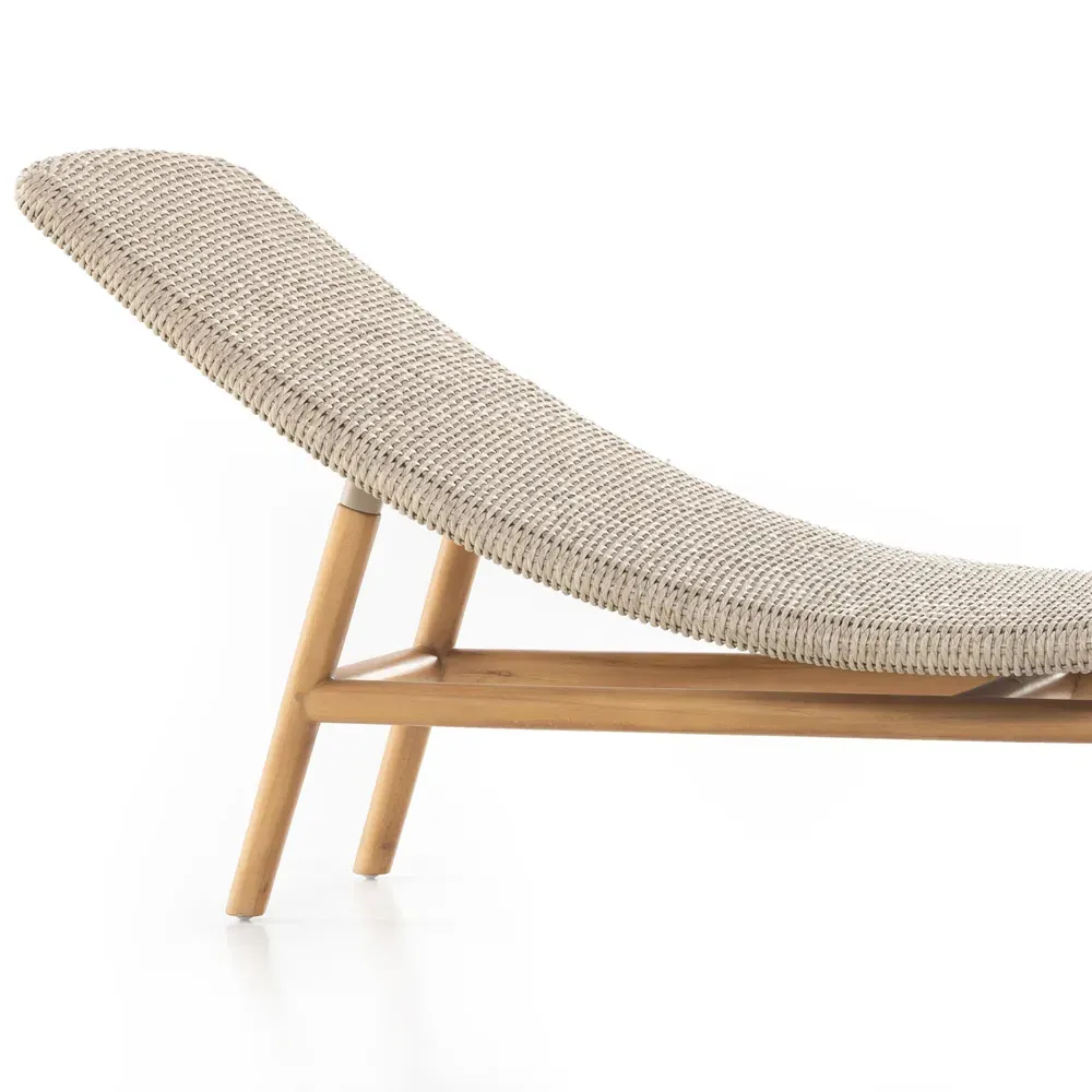 Ivanna Outdoor Chaise Lounge - White, Teak