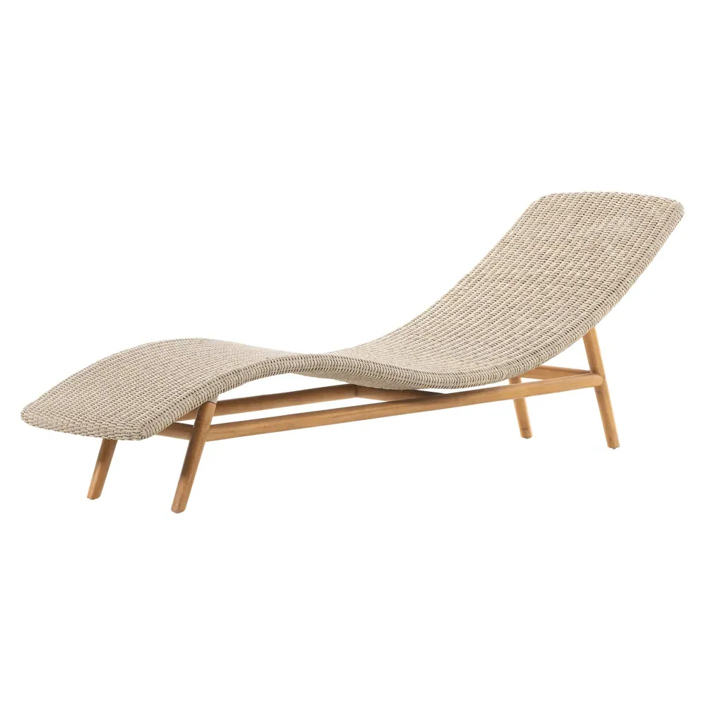 Ivanna Outdoor Chaise Lounge - White, Teak