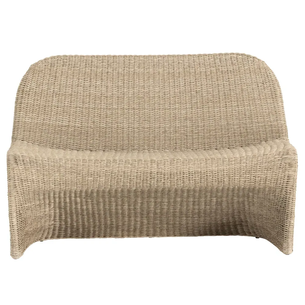 Ivanna Outdoor Dining Bench - White, Wicker image