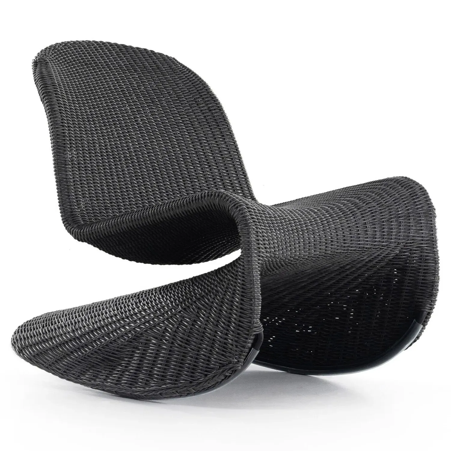 Ivanna Outdoor Rocking Chair - Black, Wicker