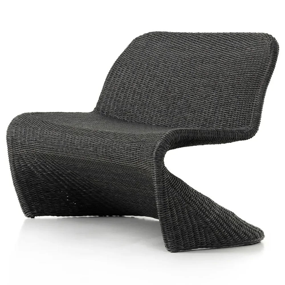 Ivanna Woven Wicker Outdoor Dining Bench - Black